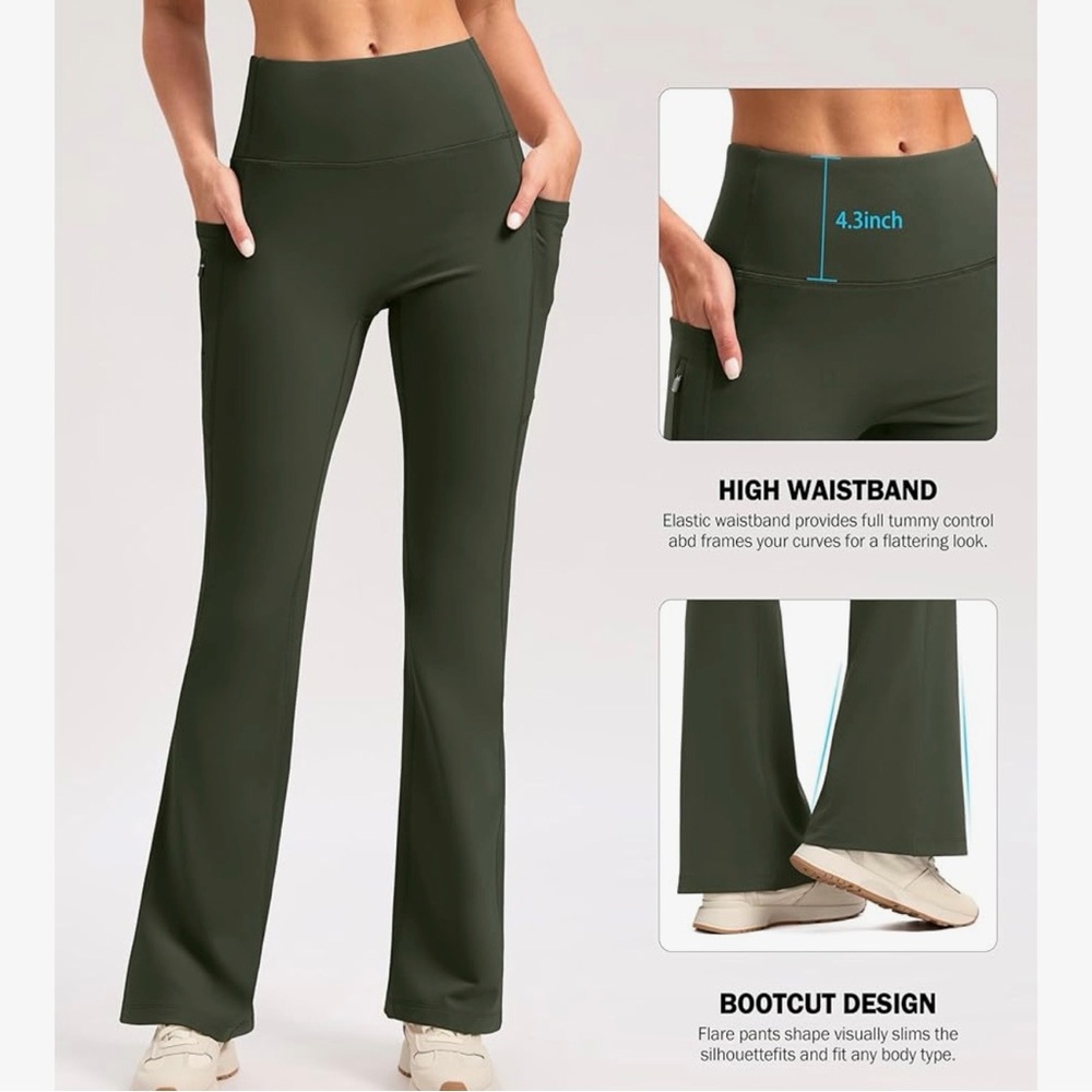 🧘🏻‍♀️SANTINY Fleece Lined Flare Leggings – Women’s XL - Picture 5 of 8